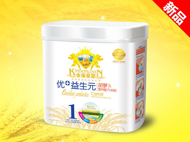 金盾愛(ài)嬰優(yōu)+益生元米粉桶裝-胡蘿卜