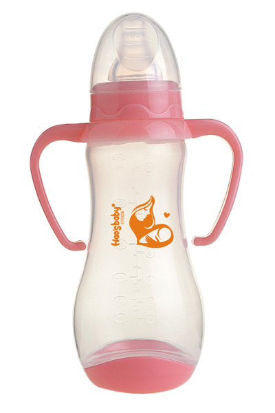 好氏嬰童桃紅弧形雙柄PP奶瓶