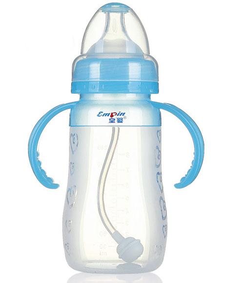 皇嬰寬口硅膠自動奶瓶240ml藍(lán)色