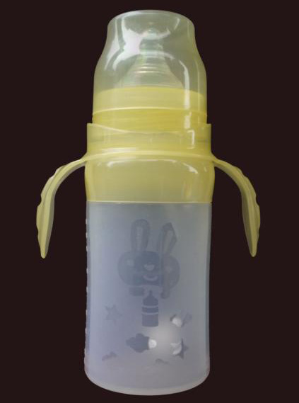 貝樂寬口帶柄硅膠奶瓶230ml