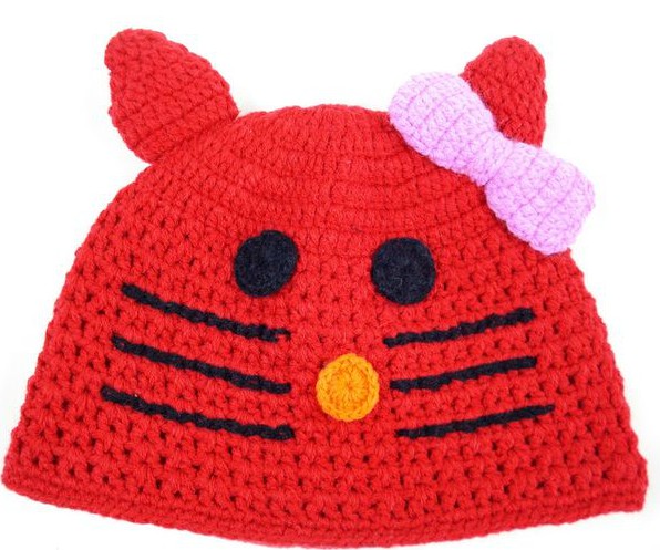幼之戀花臉小貓youe帽紅色
