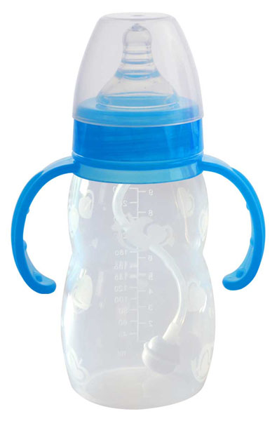 優(yōu)恩藍(lán)色硅膠奶瓶260ml
