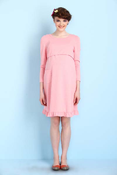 媽媽和我粉色yunf連衣裙