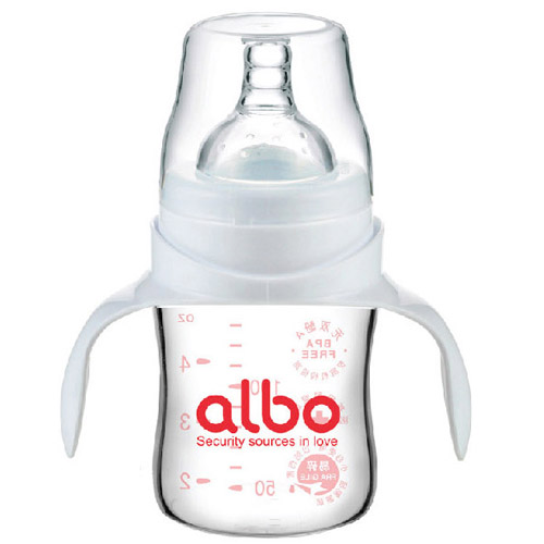 愛(ài)樂(lè)寶寬口晶鉆玻璃奶瓶150ml白色