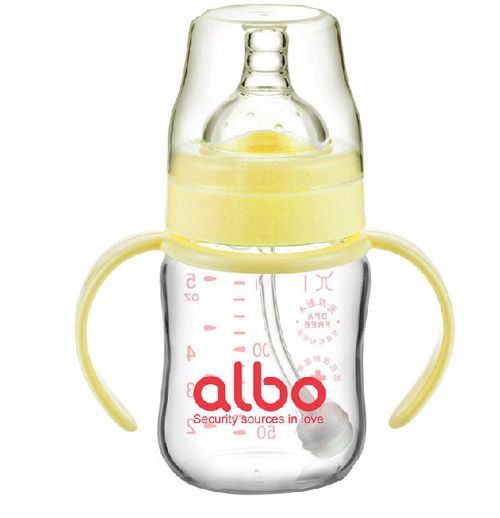 愛樂寶自動晶鉆玻璃奶瓶150ml黃色