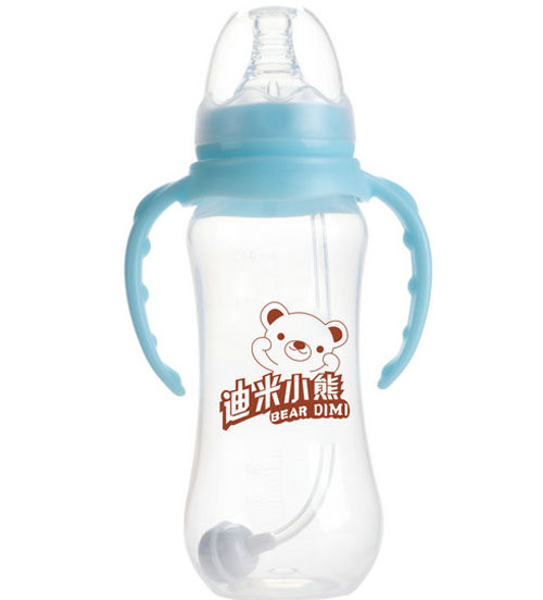 迪米小熊標(biāo)口有柄自動PP奶瓶300ml