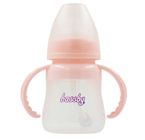貝斯比寬口弧形防脹氣抗菌硅膠奶瓶150ml紅色