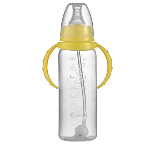 愛普麗標口直身PP奶瓶240ml黃色