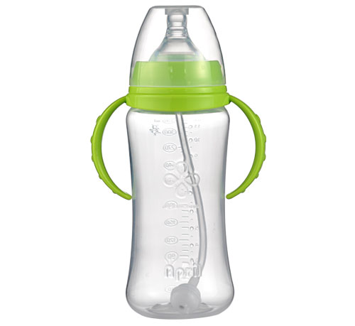 愛(ài)普麗寬口弧形PP奶瓶280ml綠色