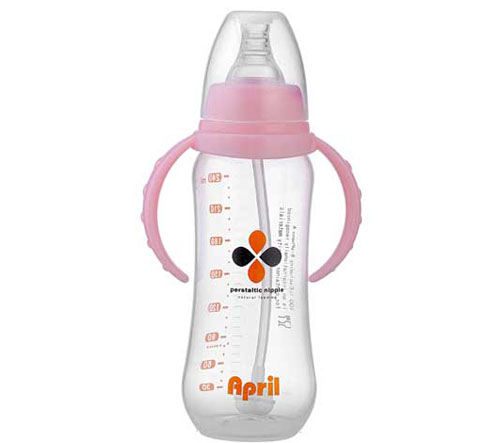 愛(ài)普麗標(biāo)口弧形奶瓶240ml粉色