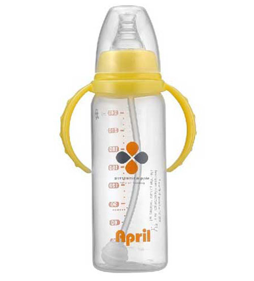 愛普麗標(biāo)口直身奶瓶240ml黃色