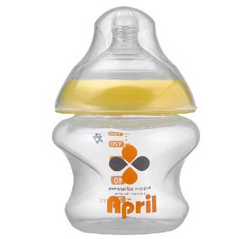 愛普麗大口徑奶瓶150ml黃色