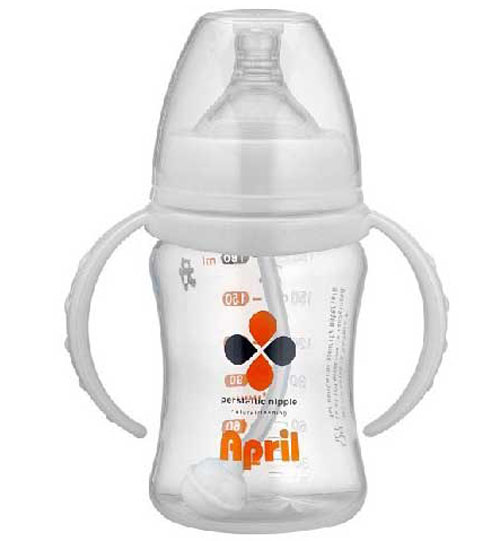 愛普麗寬口弧形奶瓶180ml白色