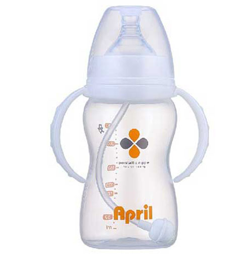 愛普麗寬口弧形奶瓶240ml白色