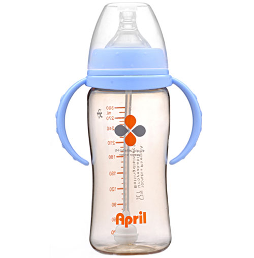 愛普麗PPSU寬口弧形奶瓶300ml藍色