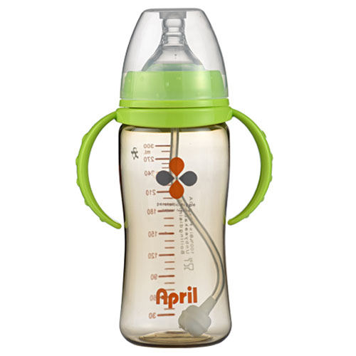 愛(ài)普麗PPSU寬口弧形奶瓶300ml綠色