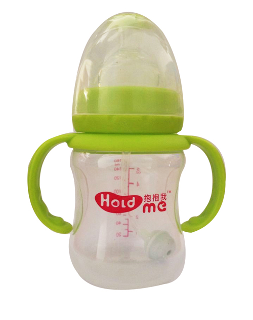 抱抱我寬口徑160ml手指易握形帶柄自動pp奶瓶