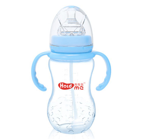 抱抱我寬口徑300ml草莓形帶柄自動(dòng)PP奶瓶