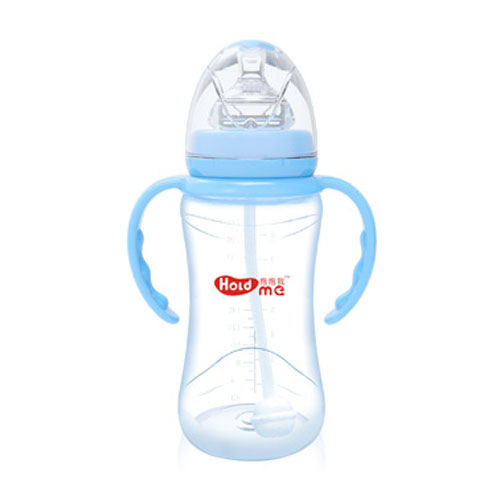 抱抱我寬口徑350ml花形帶柄自動(dòng)PP奶瓶