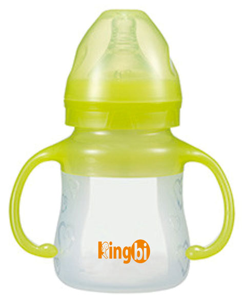 健貝黃色雙柄全自動(dòng)硅膠奶瓶150ml