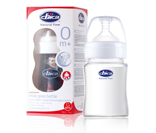 積高寬口徑真乳實感晶鉆玻璃奶瓶150ml