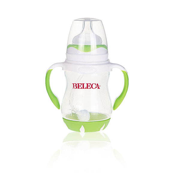 貝樂嘉綠色標口yinge弧形奶瓶