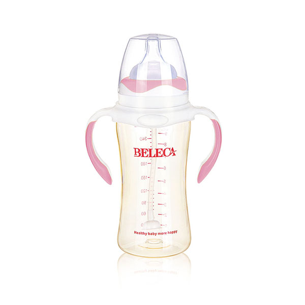 貝樂(lè)嘉粉色標(biāo)口yinge雙柄PP奶瓶