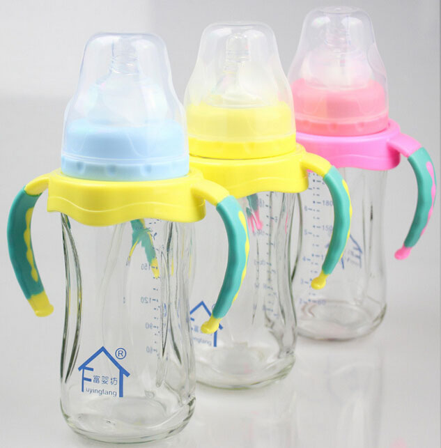 富嬰坊金鋼石玻璃奶瓶帶手柄三色