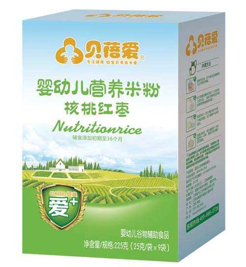 貝蓓愛yingye核桃紅棗米粉盒裝