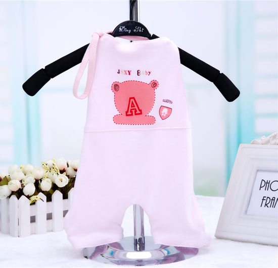 金色小魚素色雙面布豆豆熊連腳肚兜