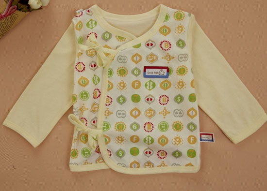 金色小魚(yú)純棉素色單面數(shù)字半背合同衫