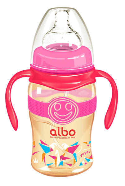 愛(ài)樂(lè)寶220mlPPSU寬口感溫自動(dòng)奶瓶紅色