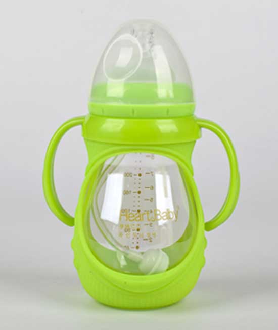 亨特貝貝玻璃防摔奶瓶260ml綠色