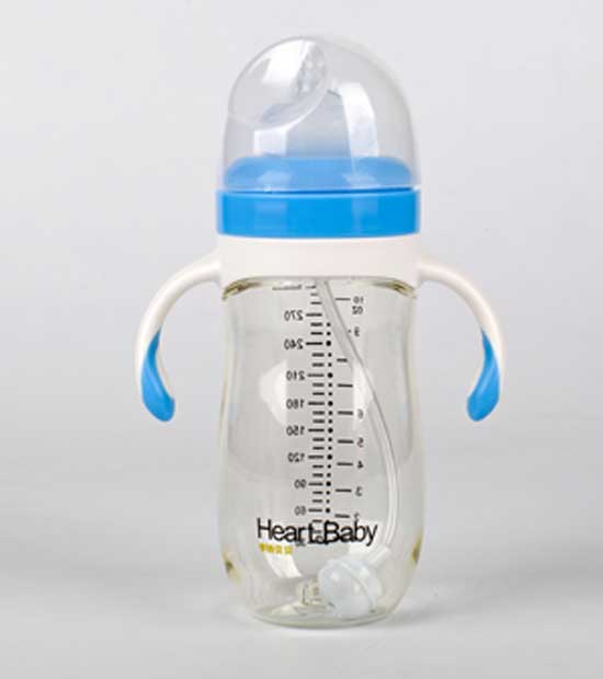 亨特貝貝寬口PPSU300ml藍(lán)色奶瓶帶手柄