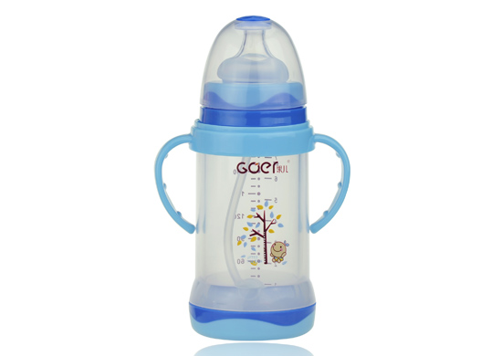 果兒210ML防暴防摔玻璃奶瓶藍(lán)色