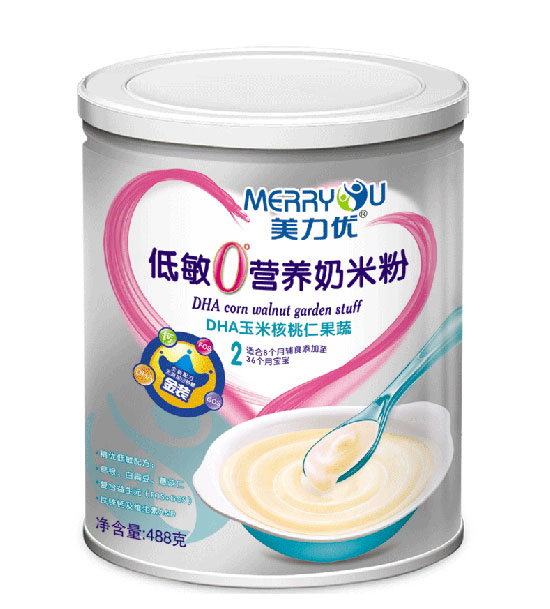 美力優(yōu)DHA玉米核桃仁果蔬聽裝低敏0°營養(yǎng)奶米粉2段