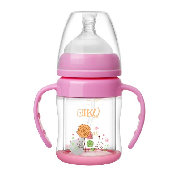 比酷熊yingye帶手柄玻璃奶瓶