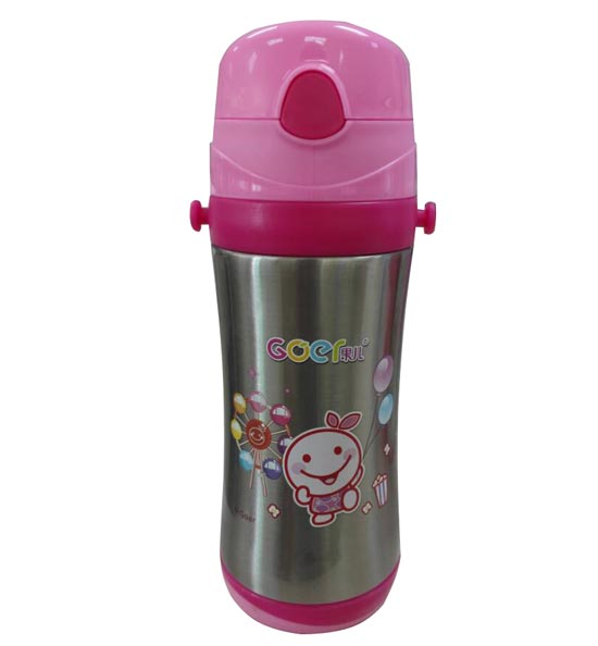 果兒380ML抽真空保溫吸管杯粉色