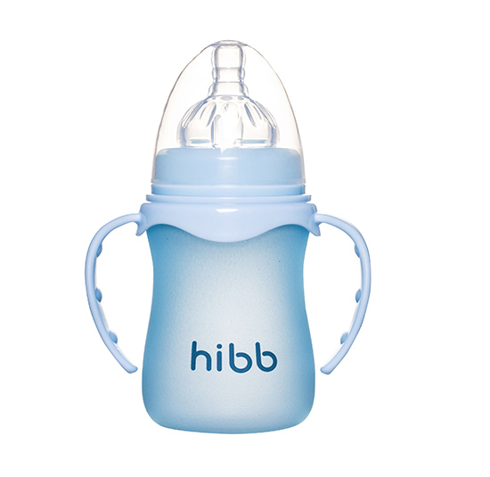 浩一貝貝感溫變色玻璃奶瓶藍色小款