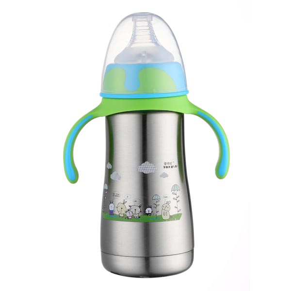 優(yōu)嘻噯炫彩保溫奶瓶260ML綠色