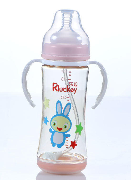 樂(lè)起PPSU寬口徑奶瓶300ml粉色
