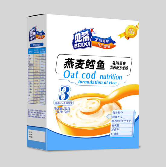 貝希乳清蛋白營養(yǎng)米粉盒裝-燕麥鱈魚配方