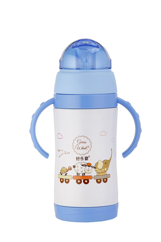 好樂嬰雙柄水杯圓蓋藍色