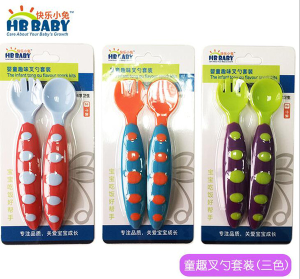 快樂(lè)小兔yinge童趣雙色叉勺組合2件套