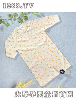 迪迪40支雙面布印花長(zhǎng)袖對(duì)襟長(zhǎng)袍