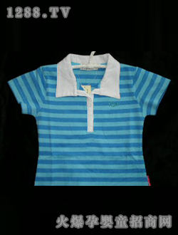 泰迪熊家族藍(lán)色條紋T恤