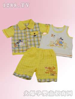 安嬰寶黃色外出三件套