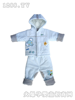 安嬰寶藍色前開連帽套