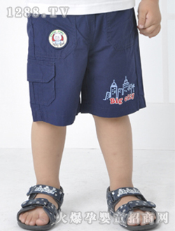 小豬班納深藍色yinge梭織中褲