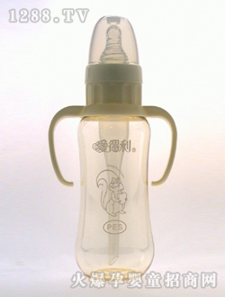實感帶柄防嗆PES奶瓶300ML松鼠